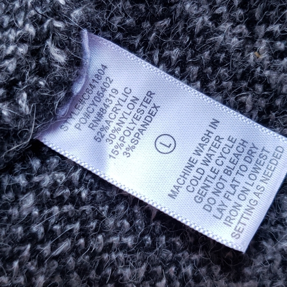 CYRUS Windowpane Plaid Open Front Long Cardigan Sweater Black Gray sz L Women's - Picture 5 of 6